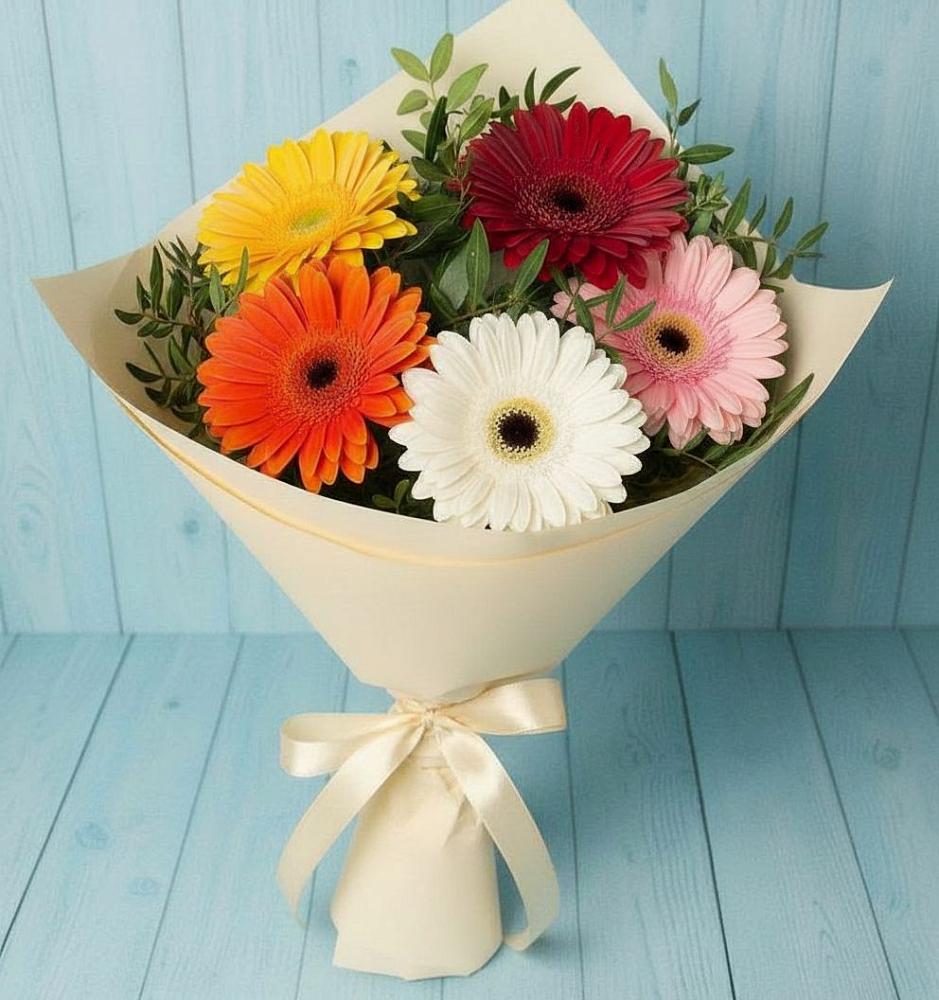 Букет цветов из: Герберы в Рыздвяный