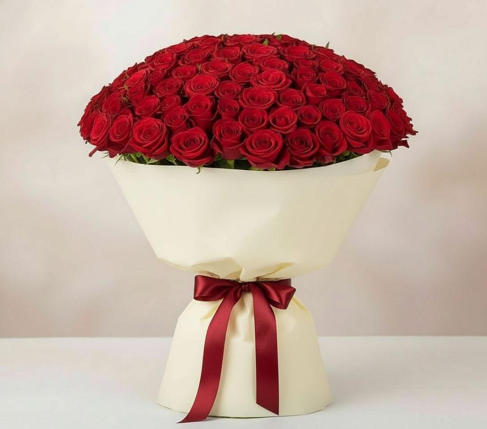 Букет 101 Красная роза Милано в Рыздвяный