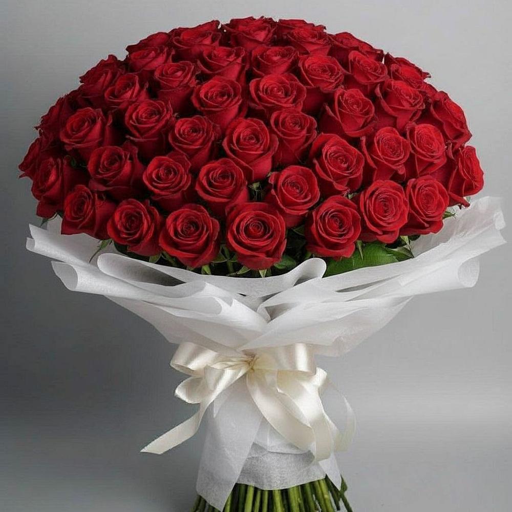 Букет 101 Красная роза Блэк Мэджик в Рыздвяный