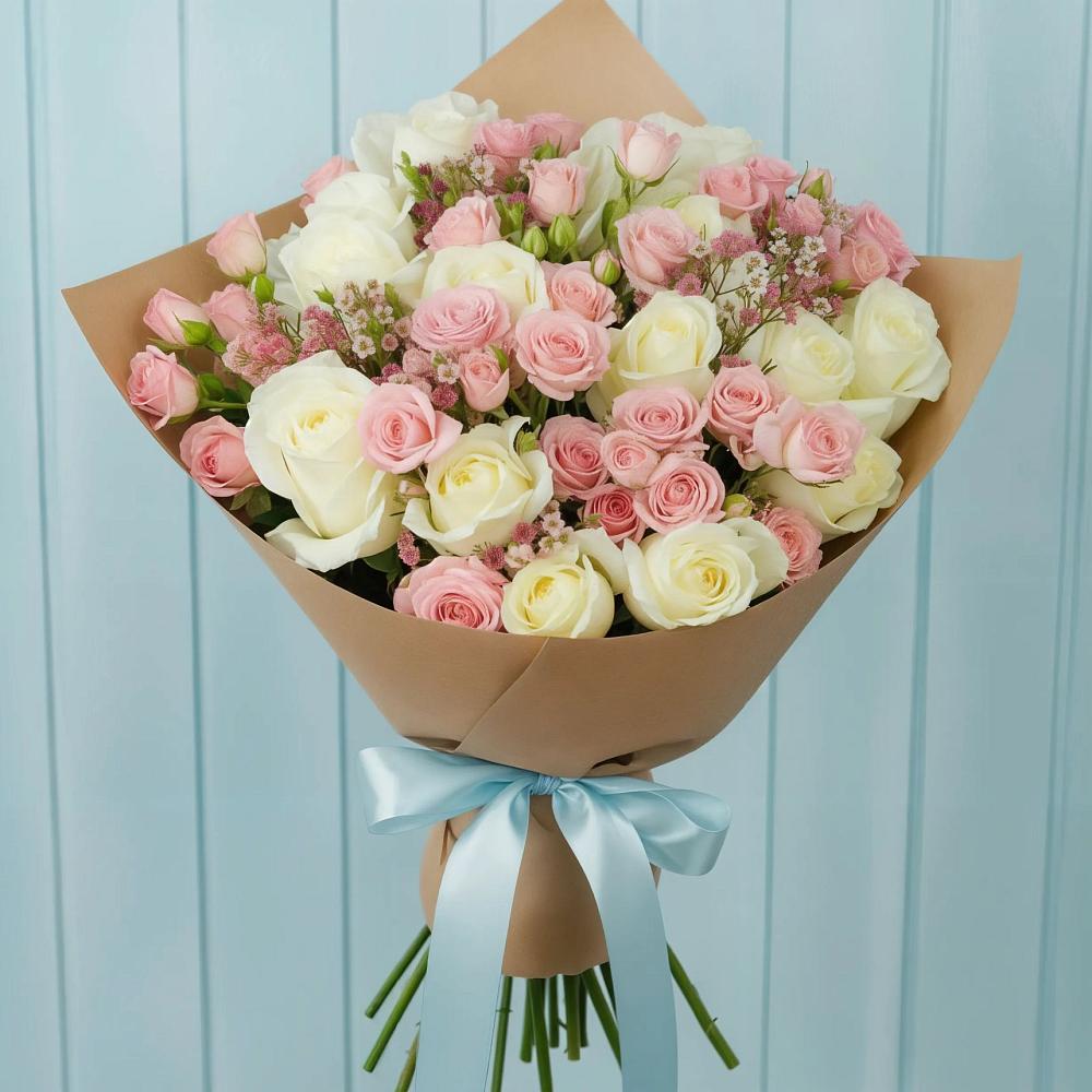 Букет цветов из: Розы в Рыздвяный