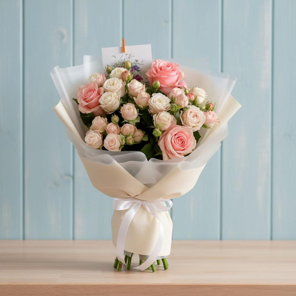 Букет цветов из: Розы в Рыздвяный