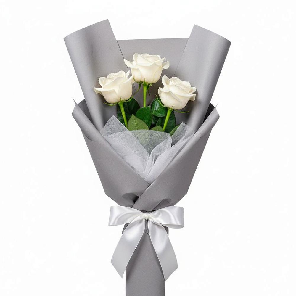 Букет 3 белые розы в Рыздвяный