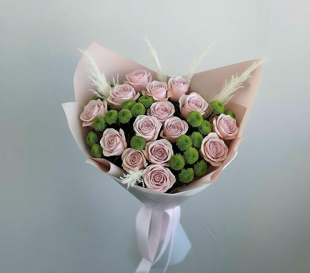 Букет цветов из: Розы и Хризантемы в Рыздвяный