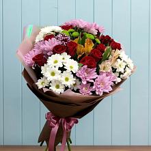 Букет цветов из:  Розы, Хризантемы и Альстромерии в Рыздвяный