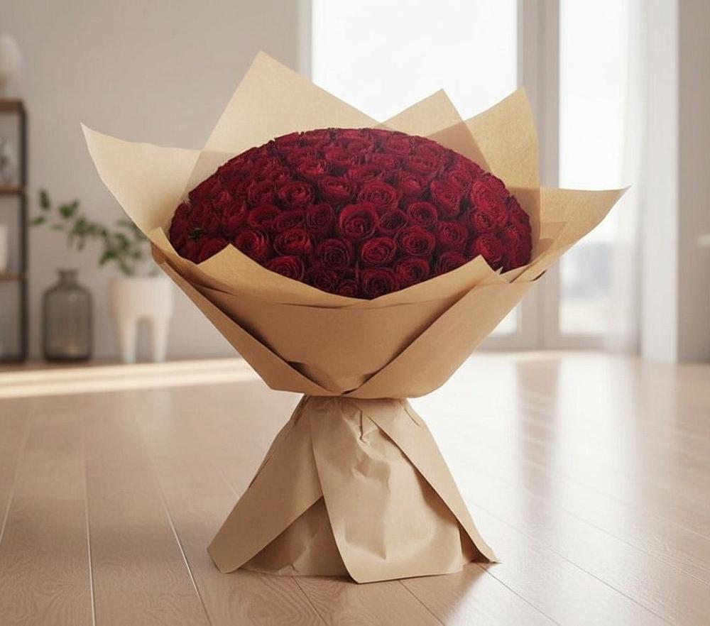 Букет 101 Красная роза в Рыздвяный