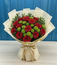 Букет цветов из:  Розы и Хризантемы в Рыздвяный