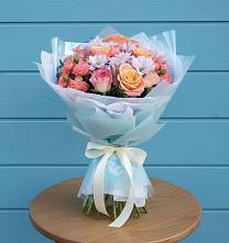 Букет цветов из:  Хризантемы и Розы #REPLACE_PRED# Рыздвяный