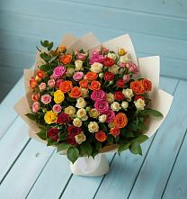 Букет Микс из разноцветных кустовых роз #REPLACE_PRED# Рыздвяный